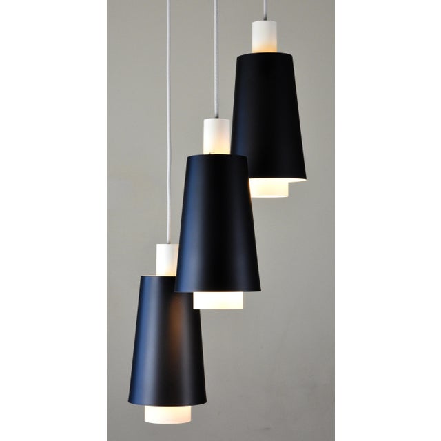 3-Light Pendant by Bent Karlby for Lyfa, Denmark, 1950s For Sale - Image 9 of 16