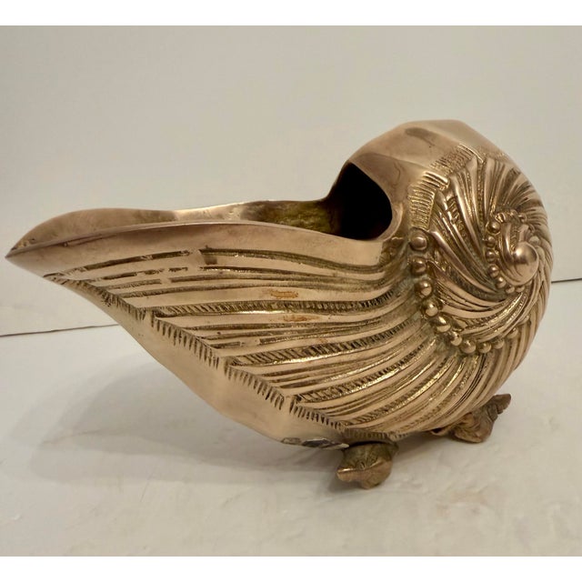 Rosenthal Netter Brass Seashell Nautilus Planter or Cachepot For Sale - Image 9 of 12