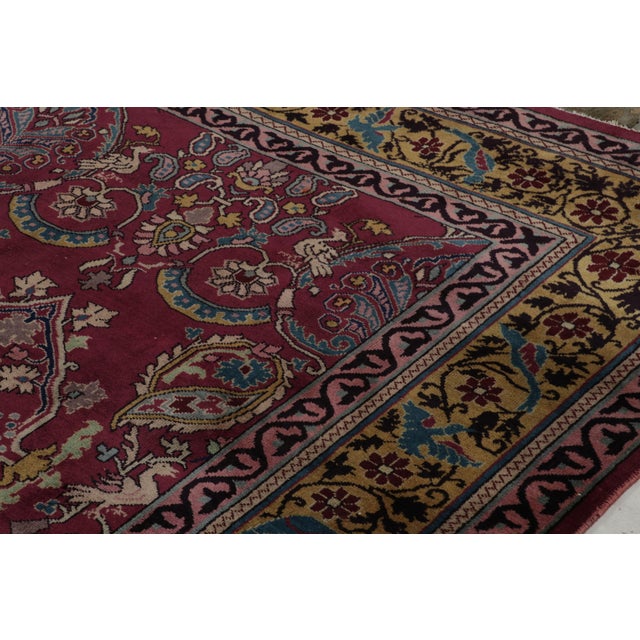 Antique Indian Rug in Burgundy and Gold With Floral Patterns by Rug & Kilim For Sale In New York - Image 6 of 9