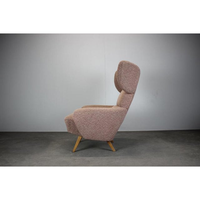 Mid-Century Wingback Lounge Chair in Pink Fabric, Former Czechoslovakia, 1970s For Sale - Image 6 of 11