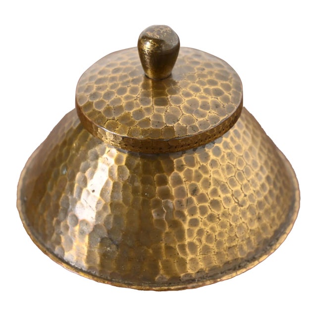 Roycroft Arts & Crafts Hammered Brass Over Copper Inkwell For Sale