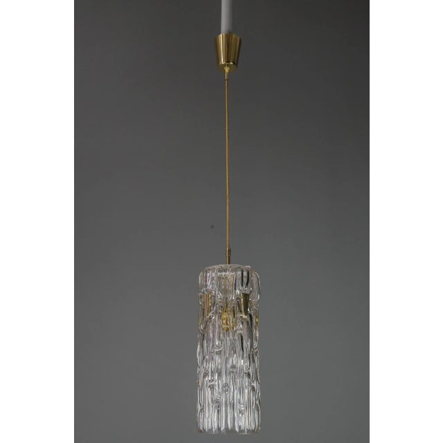 Rupert Nikoll pendant, circa 1950s. Brass parts polished and stove enameled. Original glass. Rare model. We can adjust the...