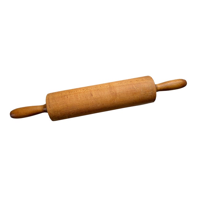 Large Midcentury Wooden Rolling Pin For Sale