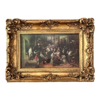Mid 19th Century Signed Porcelain Plaque in a Giltwood Frame For Sale
