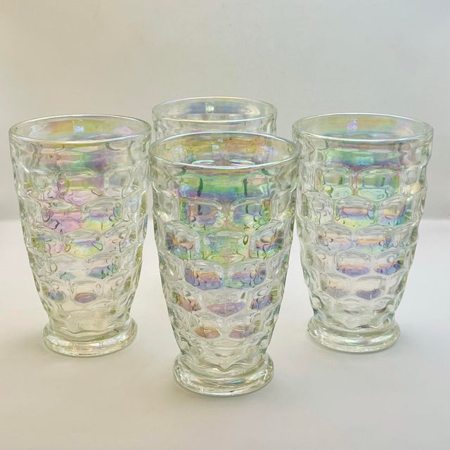 Mid-Century Modern Mid 20th Century Federal “Colonial” Pattern Iridescent Glasses- Set of Four For Sale - Image 3 of 8