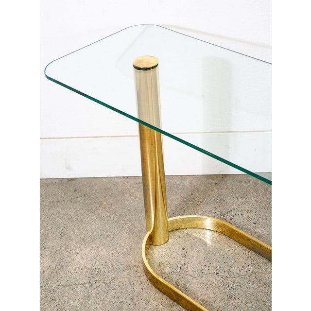 Metal Mid Century Modern Console Table Entry Sofa Metal Brass Glass Vintage Floating For Sale - Image 7 of 12