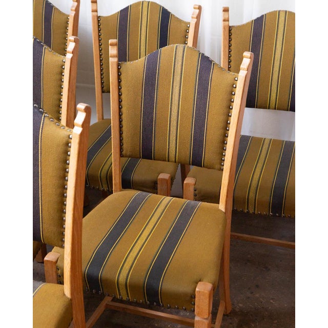 Set of Six Danish Modern Oak and Wool Dining Chairs in the Manner of Henning Kjærnulf, 1970s For Sale - Image 17 of 17