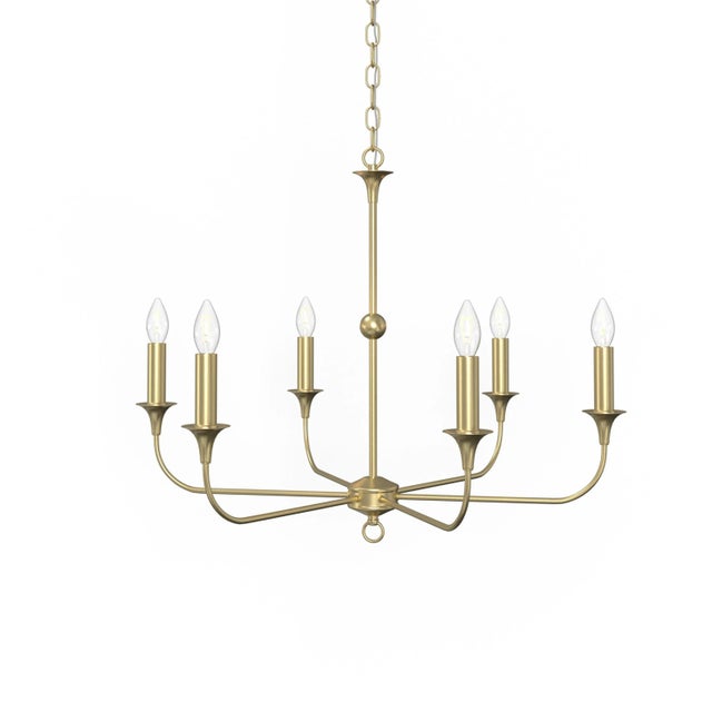 Timeless in style, the satin-brass Charlotte Chandelier is a study in classic design. Simple in form, but elegant in...