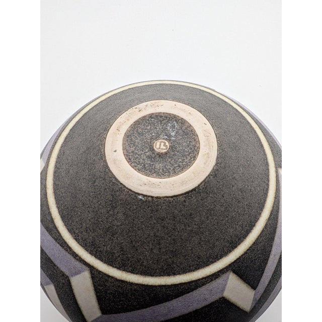 German Studio Ceramic Vase with Chevron Pattern by Inke Lerch-Brodersen For Sale - Image 4 of 5