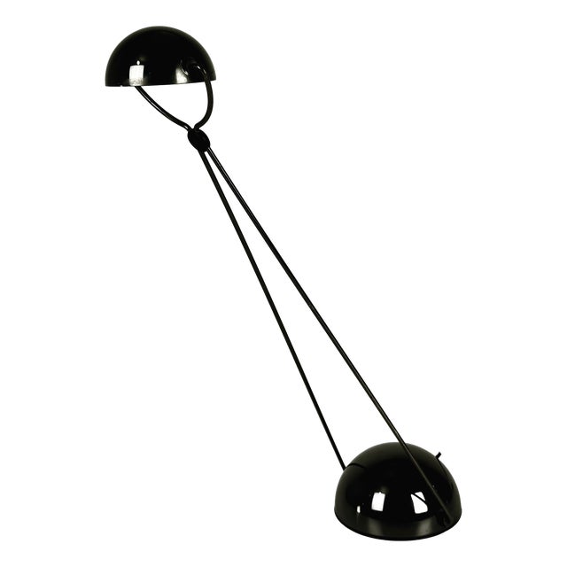 Glossy Black Meridiana Halogen Desk Lamp by Stefano Cevoli for Vermezzo, Italy, 1980s For Sale