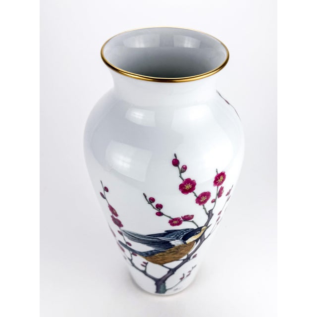 "The Herald of Spring" porcelain vase by artist Ryu Okazaki, produced by Franklin Porcelain in 1981. This vintage...