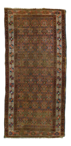 Antique Hand Knotted Persian Sarab Area Rug. 3'3"x 6'7"