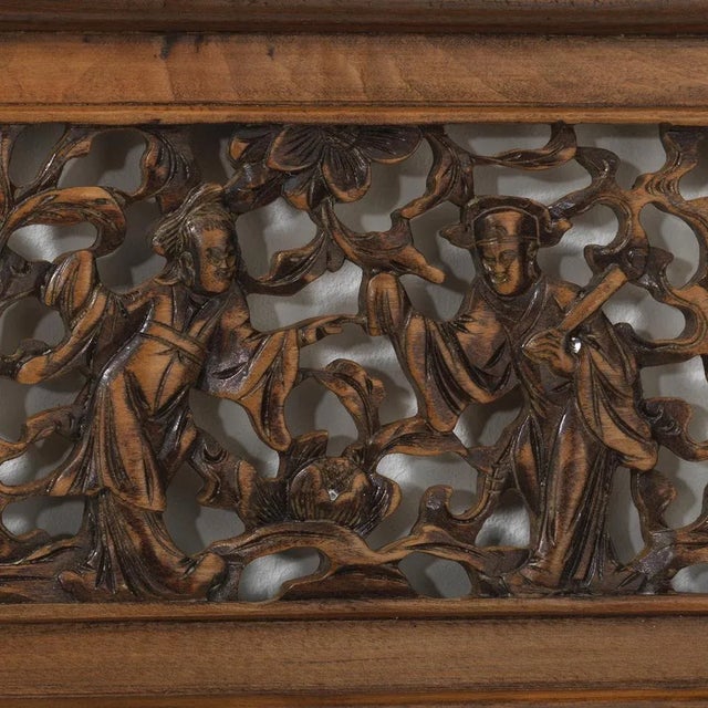 Brown Long Antique Carved Panel For Sale - Image 8 of 10
