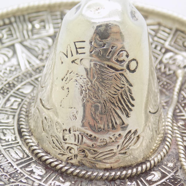 Vintage Mexican Handmade Genuine Sterling Silver Large Mexican Hat For Sale - Image 9 of 12