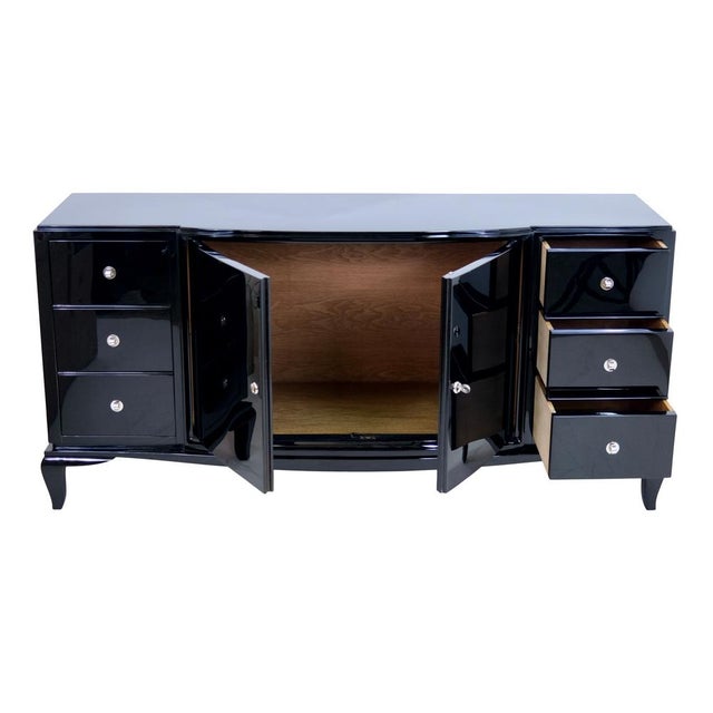 Art Deco Sideboard in High-Gloss Black Lacquer, 1930s For Sale - Image 6 of 8