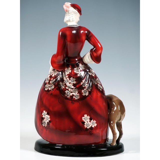 Art Deco Countess with Dog Figure by Claire Weiss for Goldscheider, Vienna, Austria, 1931 For Sale - Image 3 of 7