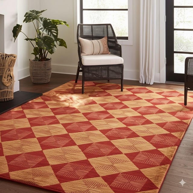 Textile 10x14 Opulent Classic Coral Diamond Contemporary Handknotted Afghan Wool Rug For Sale - Image 7 of 7