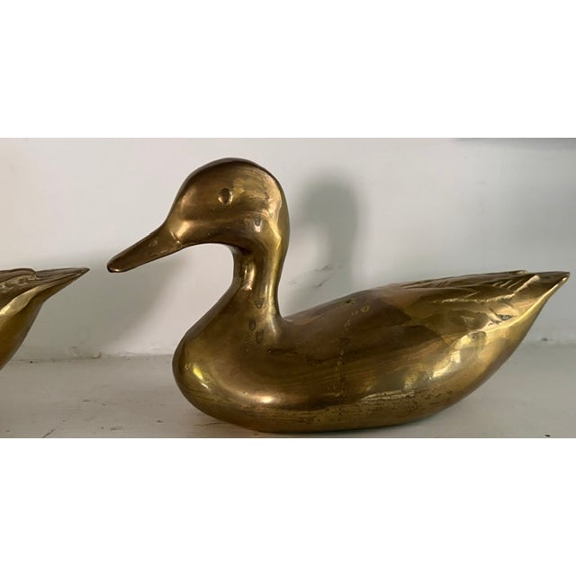 Mid-Century Modern Mid Century Sold Brass Ducks For Sale - Image 3 of 10