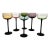 Set of Six Black Stem Colored Cocktail Glasses, Circa 1980s For Sale