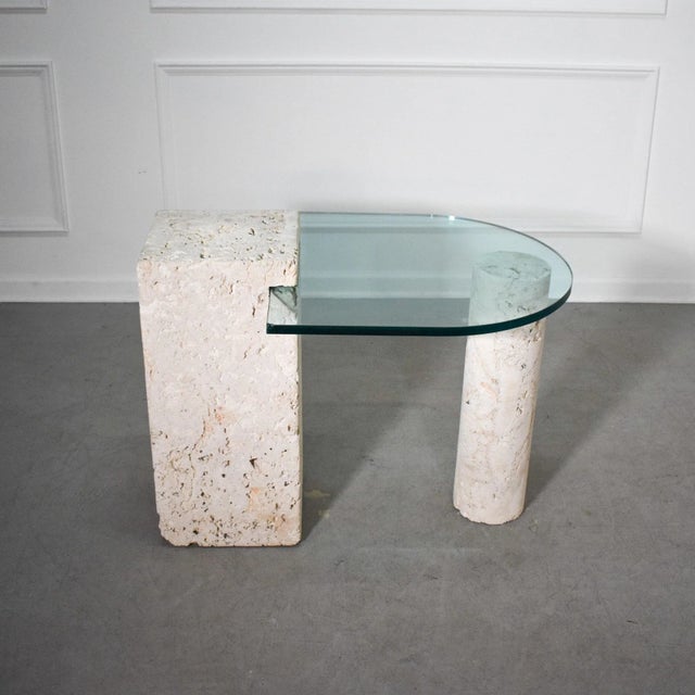 1970's Fossilized Coquina Coral Stone Table with Glass Top For Sale - Image 12 of 12