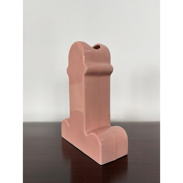 Postmodern vase model Shiva designed by Ettore Sottsass for BD Barcelona, ​​in pink glazed ceramic, signed under the base....