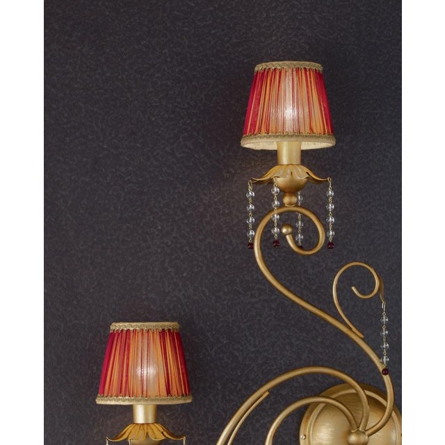 Contemporary Fenice Gold 3 Lights Wall Sconce in Montecarlo Gold and Cut Glass by Aggiolight For Sale - Image 3 of 8