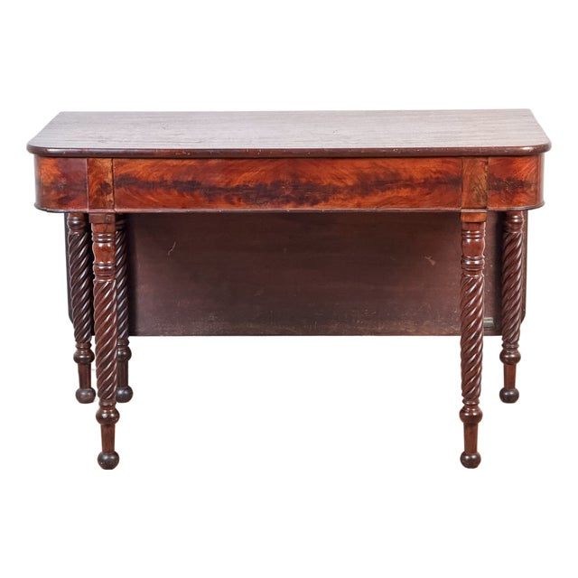 American Classical Mahogany Single Drop-Leaf Table With Spiral-Twist Legs, C. 1830–1845 For Sale