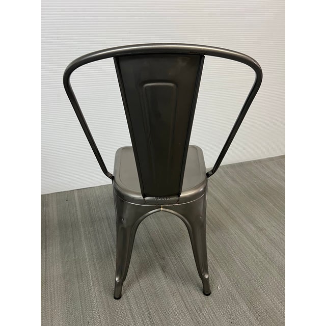Silver Xavier Pauchard for Tolix Galvanized Steel a-Chairs, Set of Four For Sale - Image 8 of 12