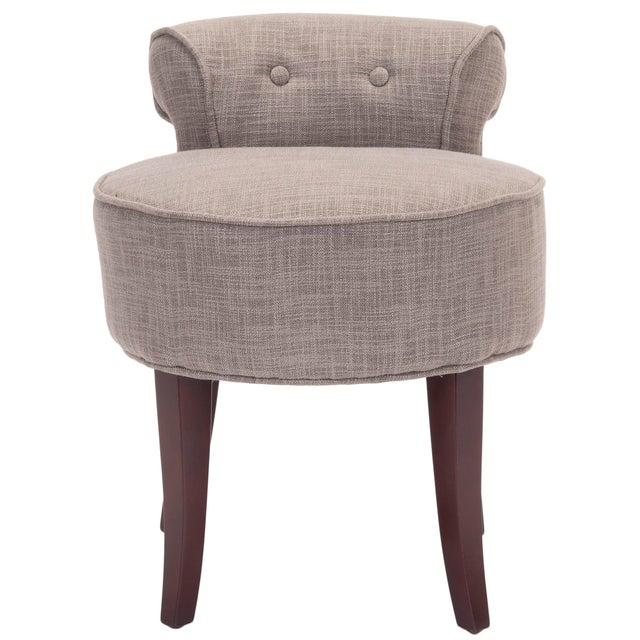 Vanity Stool in Stone & Cherry Mahogany For Sale In Philadelphia - Image 6 of 6