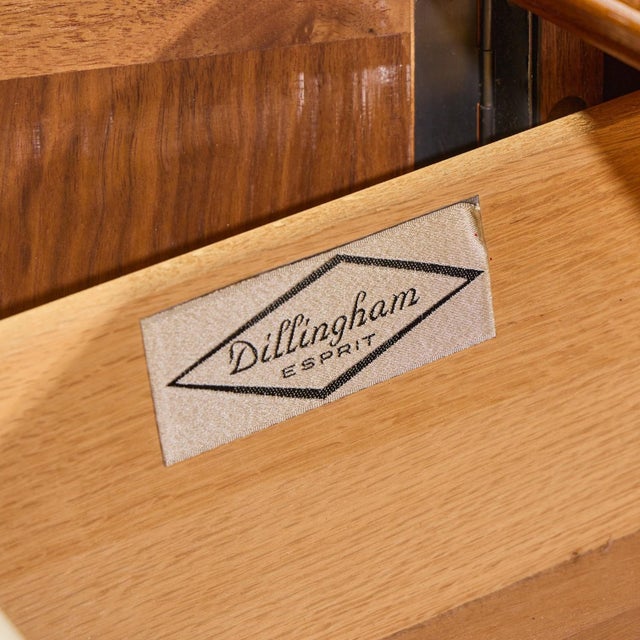 Dillingham Mid Century Walnut and Cane Sideboard Credenza and Hutch For Sale - Image 14 of 14