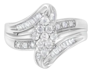 10K White Gold 1/2 cttw Diamond Cluster Ring (H-I Clarity, I2-I3 Color) - Size 8