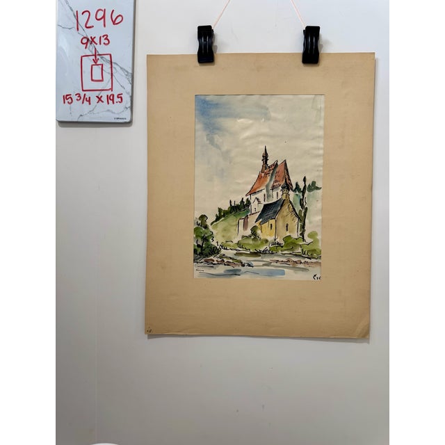 Henry Emil Salloch Original Watercolor on Paper Country Church , 1935. For Sale In Atlanta - Image 6 of 6