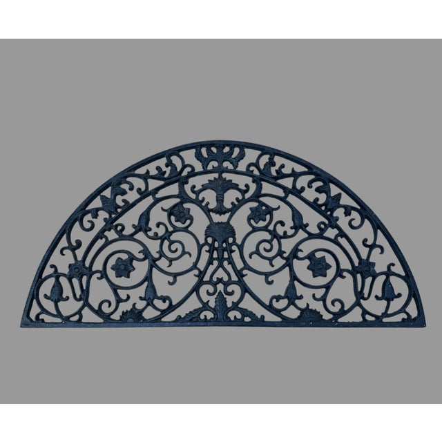Victorian Vintage Antique Design Cast Iron Doormat Architectural Grate Ornate 34” Wide For Sale - Image 3 of 4