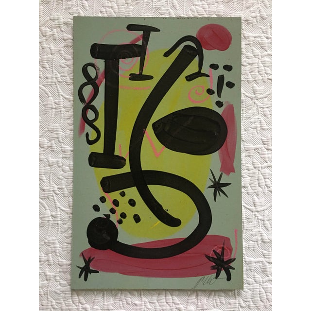 1980s 1980s Mirovian Style Abstract Painting by Peter Keil For Sale - Image 5 of 5