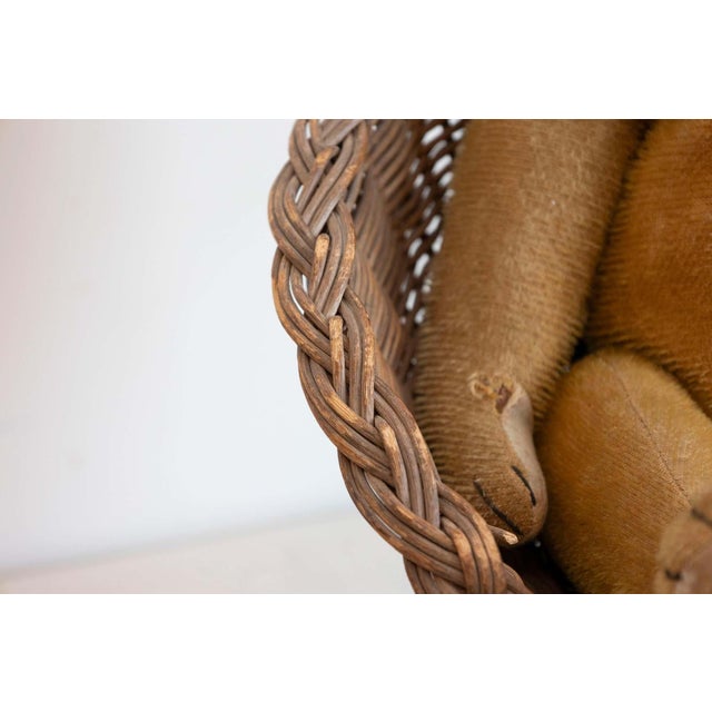 Antique American Teddy Bears with Ribbons Sitting in Wicker Chairs, Priced Each For Sale - Image 11 of 15