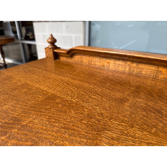 Early 20th Century J.B. Van Sciver Co. Refinished Antique Oak Server & Turned Legs For Sale - Image 9 of 12