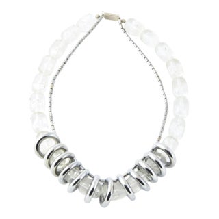 1970s Lucite and Chrome Statement Necklace For Sale