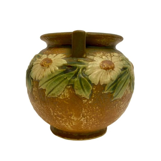 Antique Roseville Dahlrose Bowl 4” Tall Brown Green Yellow in Color 1920’s. Condition is preowned. Please see all pictures...