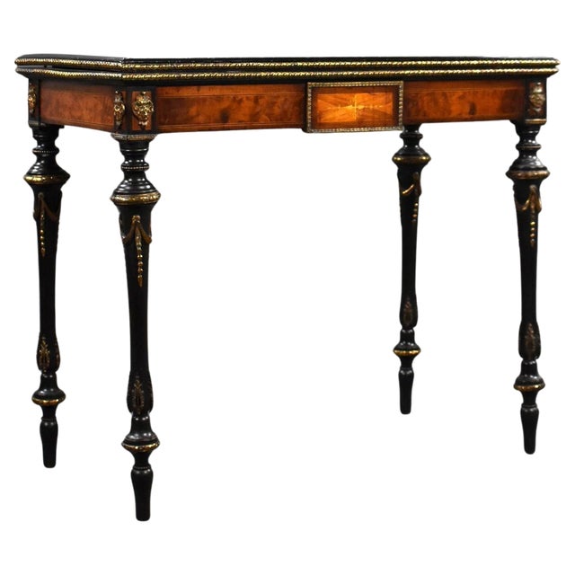 Victorian Burr Walnut Inlaid Card Table, 1860s For Sale
