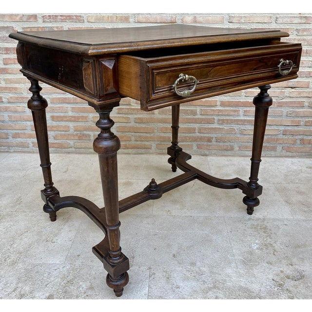Louis XVI French Walnut Side Table, 1920s For Sale - Image 9 of 16