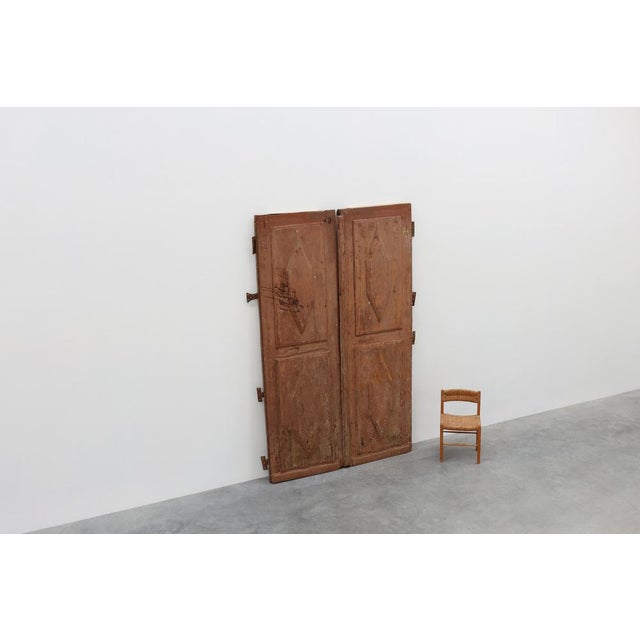 Rustic Large 17th Century Terracotta Lacquered Oak Monastery Doors, Portugal, Set of 2 For Sale - Image 3 of 18