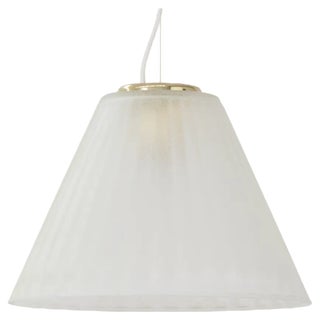 Italian Pendant Lamp in White Murano Acid Glass with Gold Powder, 1980s For Sale