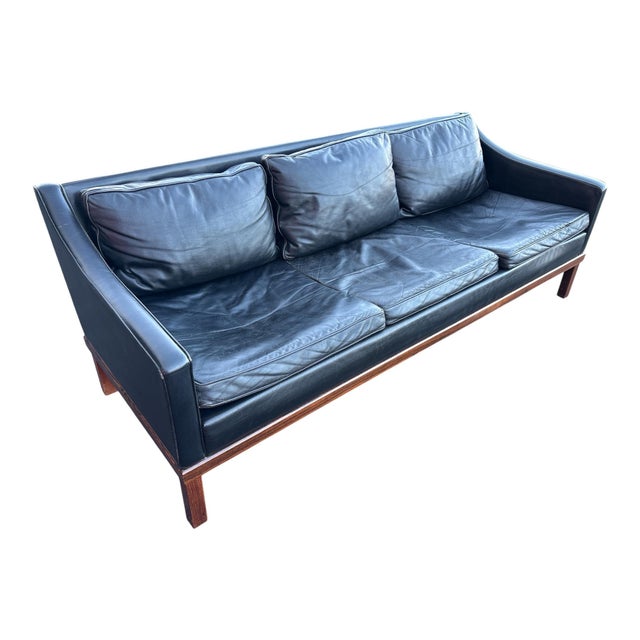 Vintage Black Leather 3-Seater Sofa from Ope Möbler, Sweden, 1960s For Sale - Image 6 of 7