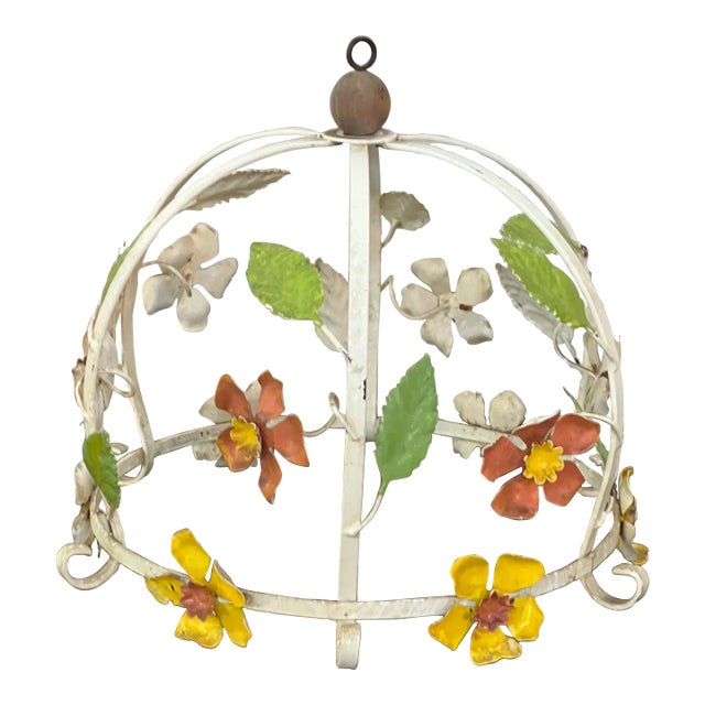 1970s Vintage Italian Tole Metal Floral Utensils/ Light Hanging Ornament For Sale