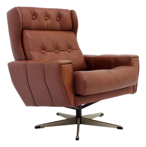 Danish Wingback Leather Lounge Chair, 1970