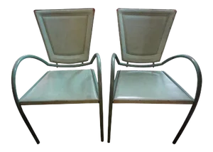 Italian Iron and Leather Chairs by Sawaya & Moroni - a Pair