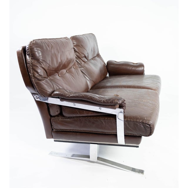 2-Seater Sofa in Patinated Brown Leather by Arne Norell, 1970s For Sale - Image 6 of 18