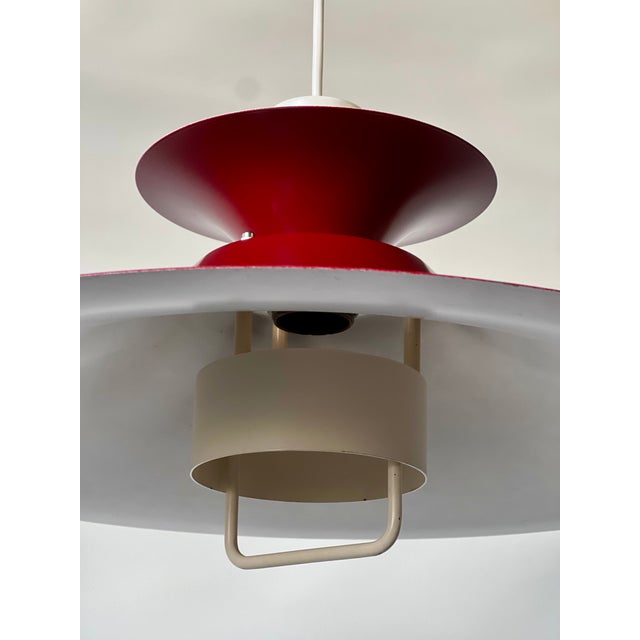 Metal Large Scandiavian Burgundy Pendant Lamp from Lyfa, Denmark, 1970s For Sale - Image 7 of 11