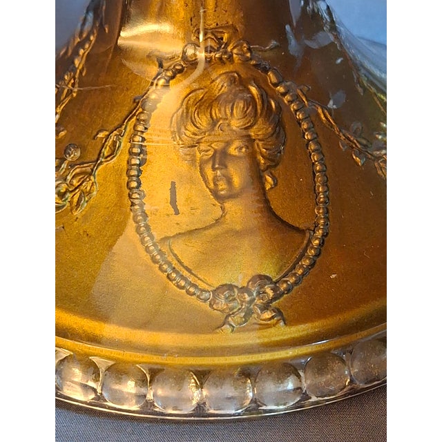 Antique Eapg Riverside Glass No. 423 Empress Kerosene Lamp Gold Intaglio Base 10.75" c.1894 For Sale - Image 11 of 15