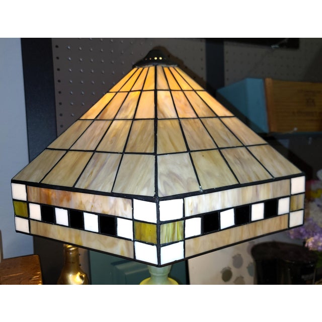 Arts & Crafts Vintage Arts and Crafts Style Stained Glass Lampshade For Sale - Image 3 of 9